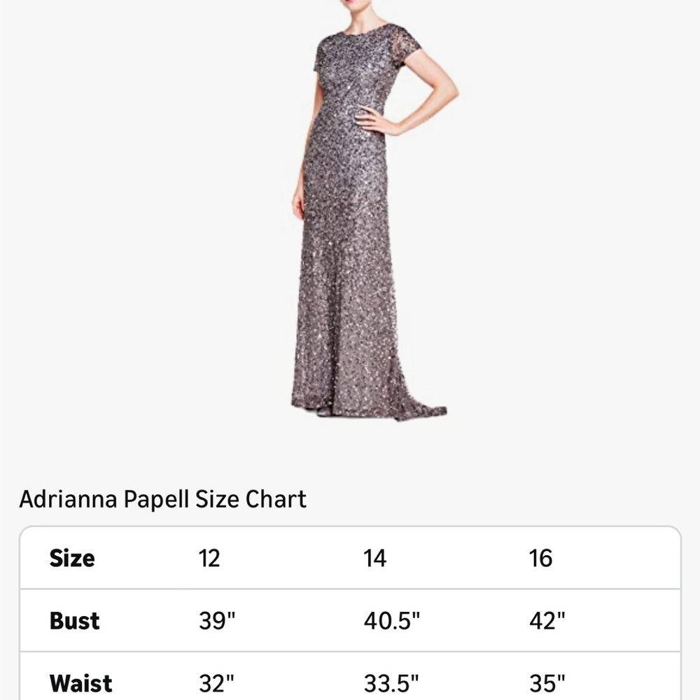 Adrianna Papell short sleeve all over sequin gown. Good condition. Worn twice.
